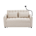 Roomfitters Convertible Loveseat Sofa Bed with USB Ports, Side Pockets, Cup Holders, and Swivel Phone Holder for Living Room