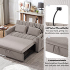 Roomfitters Convertible Loveseat Sofa Bed with USB Ports, Side Pockets, Cup Holders, and Swivel Phone Holder for Living Room