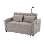 Roomfitters Convertible Loveseat Sofa Bed with USB Ports, Side Pockets, Cup Holders, and Swivel Phone Holder for Living Room