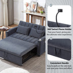 Roomfitters Convertible Loveseat Sofa Bed with USB Ports, Side Pockets, Cup Holders, and Swivel Phone Holder for Living Room
