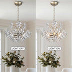 Rosa 6-Light Brushed Silver-ish Champagne Flower Crystal Chandelier