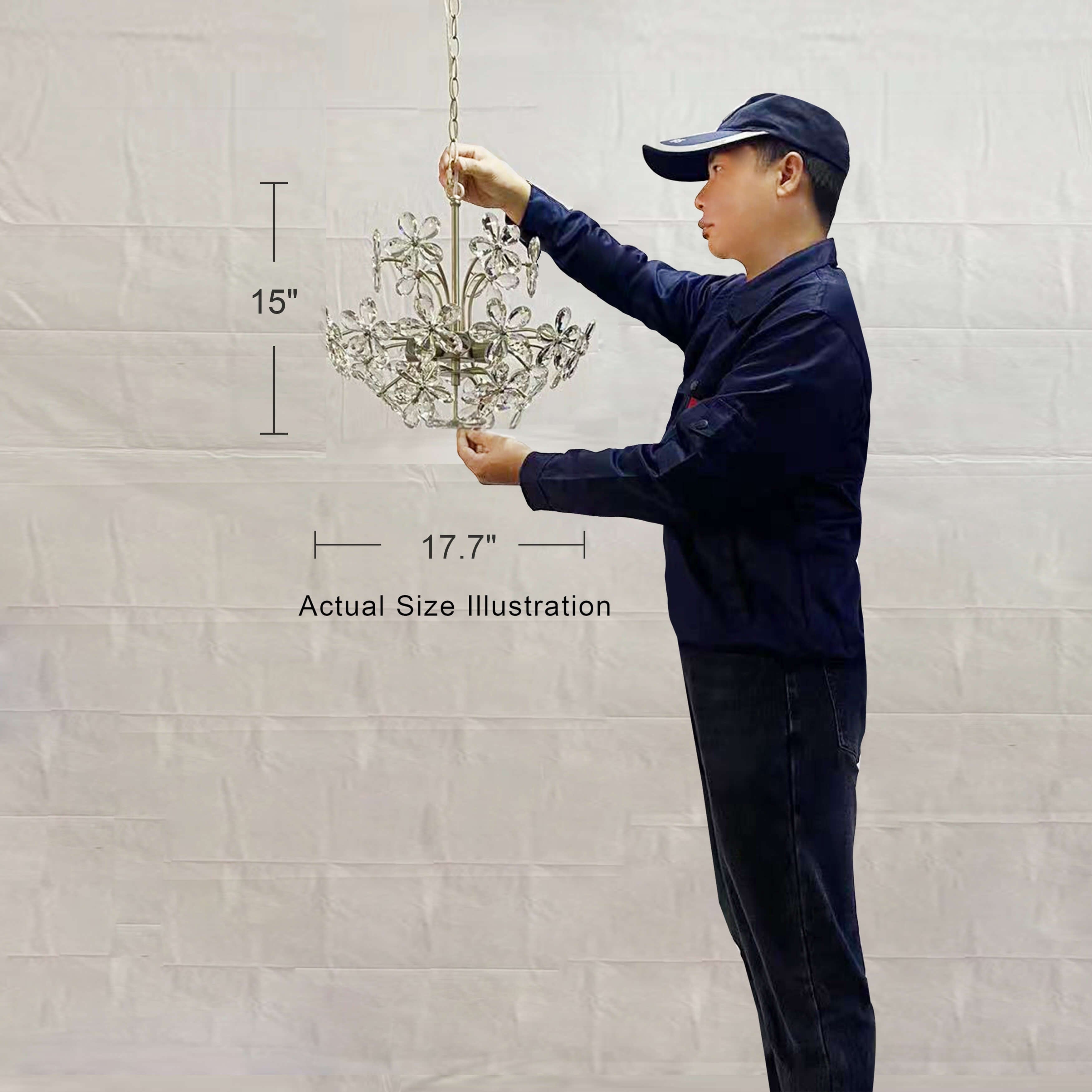 Rosa 6-Light Brushed Silver-ish Champagne Flower Crystal Chandelier