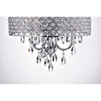 Round Beaded Drum Chandelier with Hanging Crystals