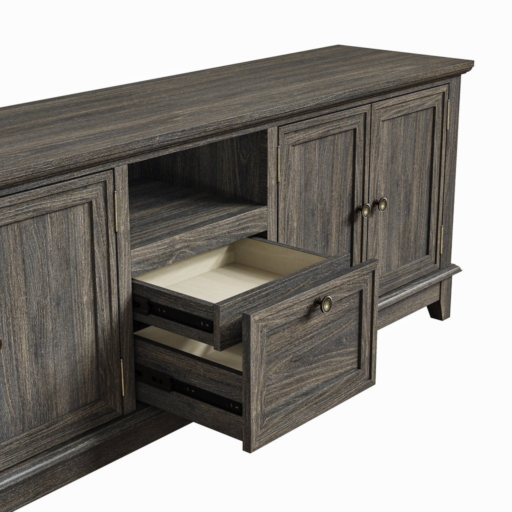 Rustic 72-Inch TV Stand with Adjustable Shelves, Hidden Storage - 72 in Width