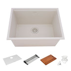 Ruvati 25-inch epiRock Workstation Warm White Undermount Laundry Sink - RVG2321WB