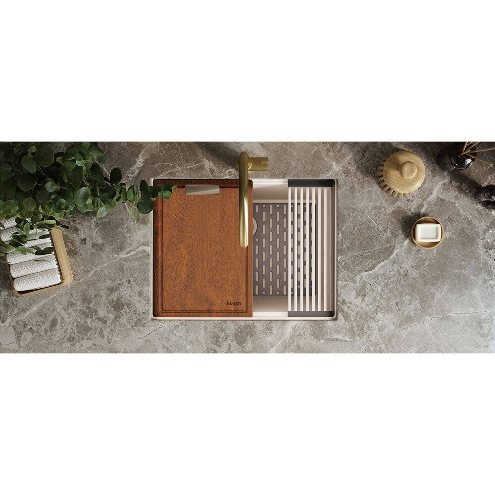 Ruvati 25-inch epiRock Workstation Warm White Undermount Laundry Sink - RVG2321WB