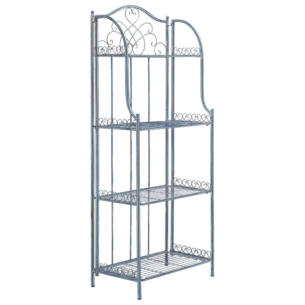 SAFAVIEH Bryn Victorian Wrought Iron 4-Tier Outdoor Bakers Rack - 25 In. W x 15 In. D x 63 In. H - 25W x 15D x 63H