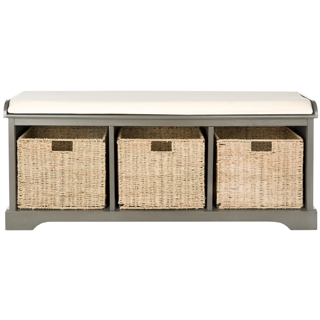 SAFAVIEH Eola Grey/ White Storage Bench - 47 x 16.1 x 19.9 - 47Wx16Dx20H