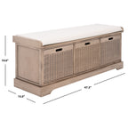 SAFAVIEH Fiorello 3-Drawer with Cushion Storage Bench - 47.3 W x 15 L x 19 H - 47Wx15Dx19H