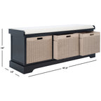 SAFAVIEH Fiorello 3-Drawer with Cushion Storage Bench - 47.3 W x 15 L x 19 H - 47Wx15Dx19H