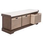 SAFAVIEH Fiorello 3-Drawer with Cushion Storage Bench - 47.3 W x 15 L x 19 H - 47Wx15Dx19H