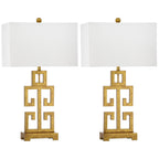 SAFAVIEH Lighting Chantelle Greek Antiqued Gold 29-inch Table Lamp (Set of 2) - 16W x 9D x 29H
