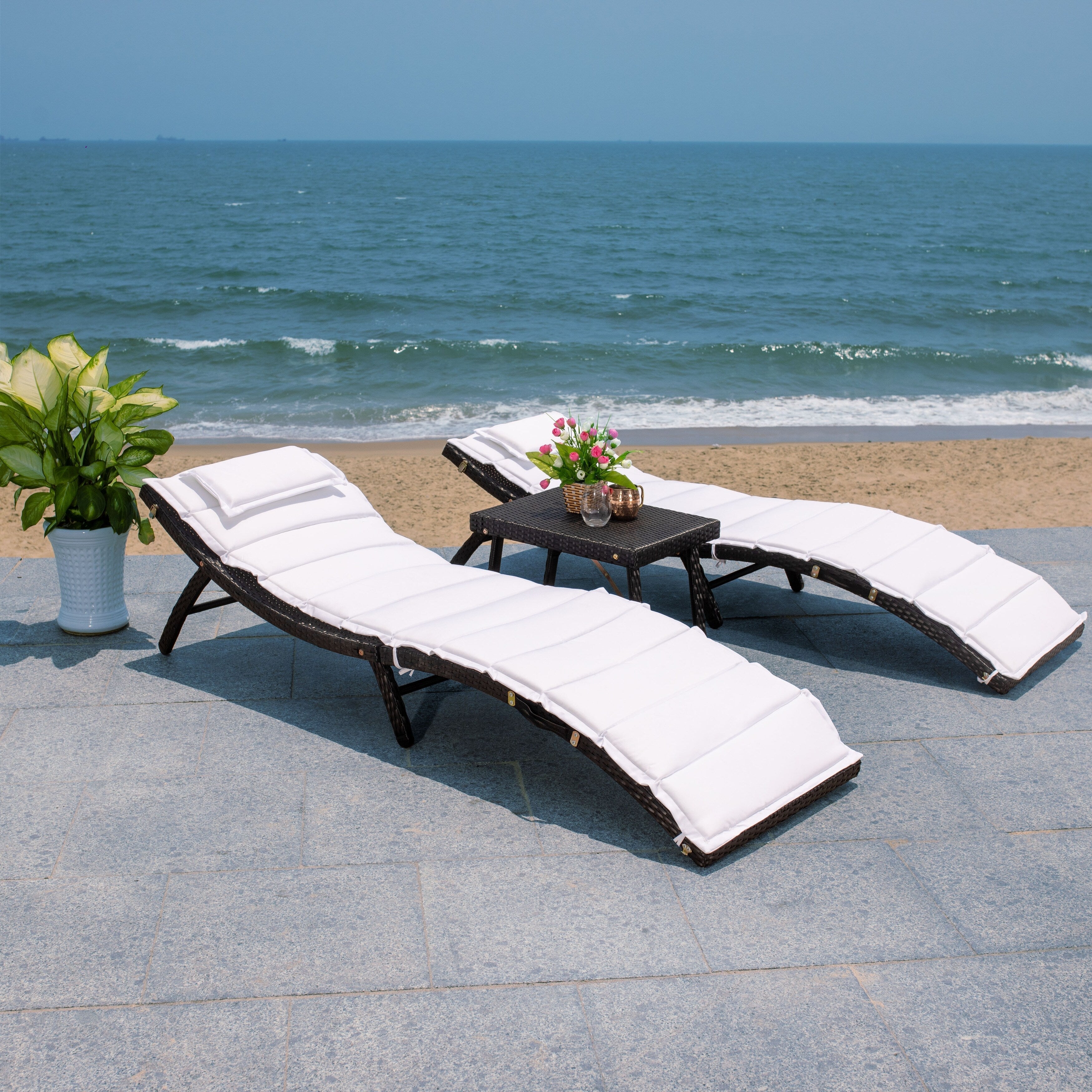 SAFAVIEH Outdoor Blaguna 3-Piece Sun Lounger Set - 83Wx20Dx24H