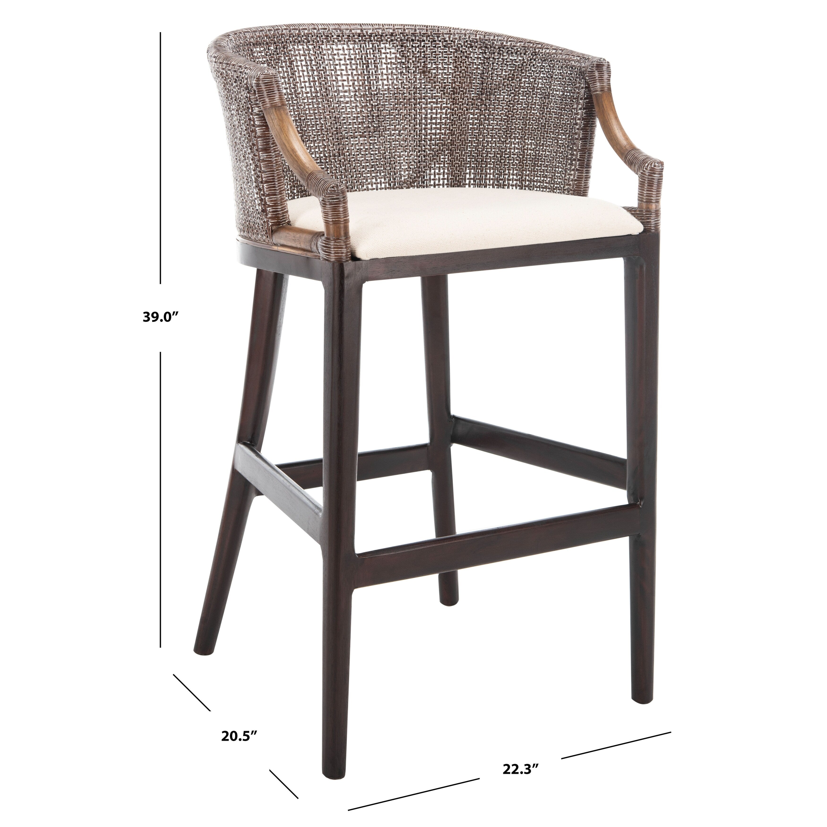 SAFAVIEH Virona Rattan 30-inch Bar Stool - 22.3 W x 20.5 L x 39 H - 22Wx21Dx39H