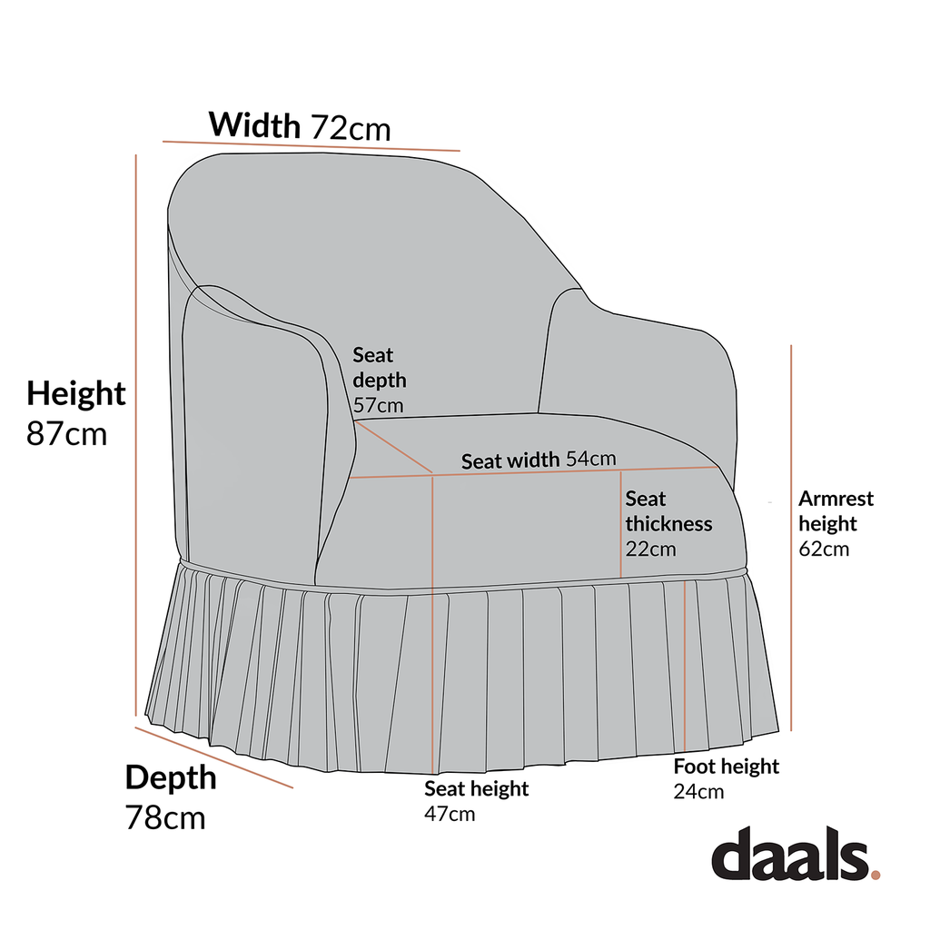 Calliope Skirted Armchair, Aegean Blue Velvet