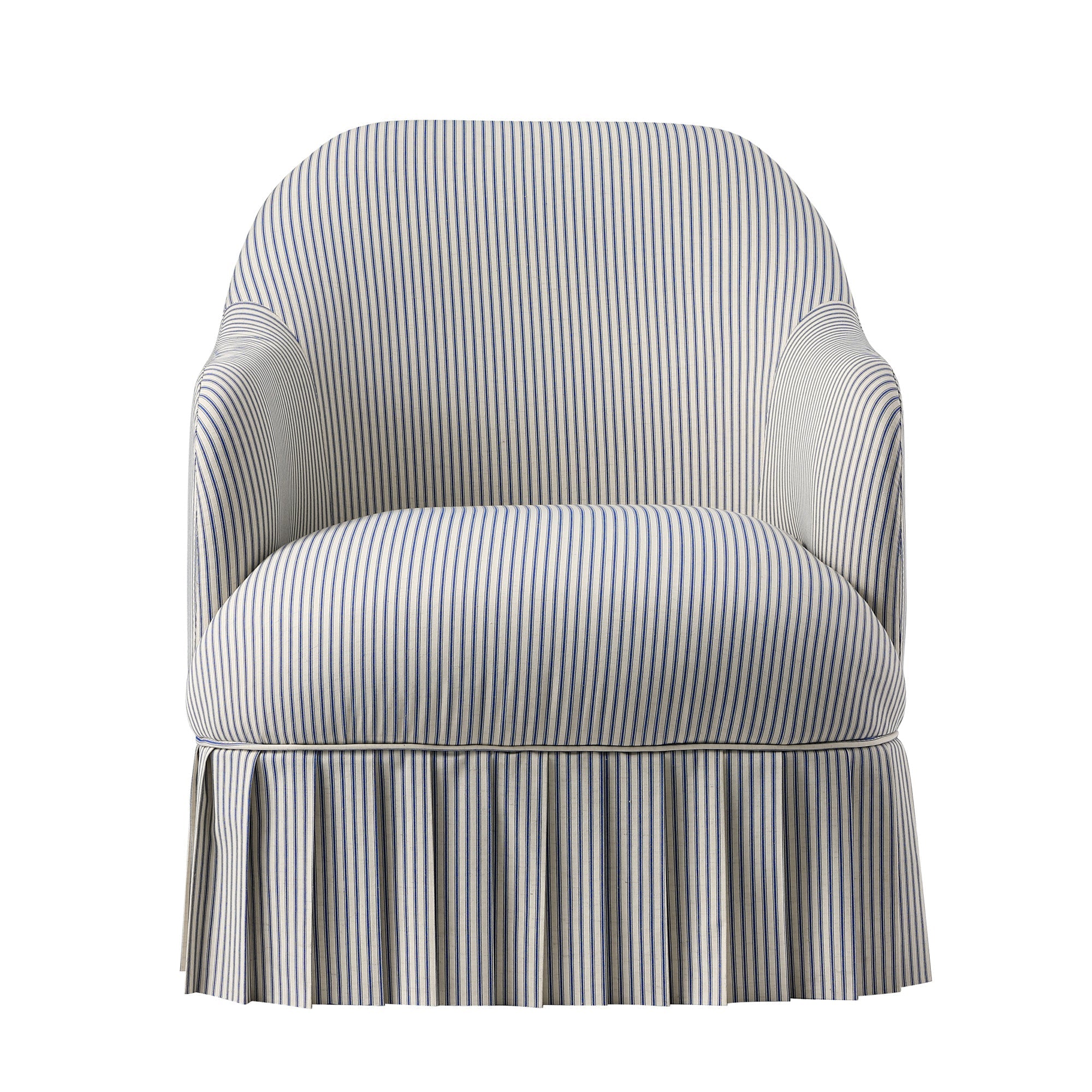 Calliope Skirted Armchair, Blue Striped