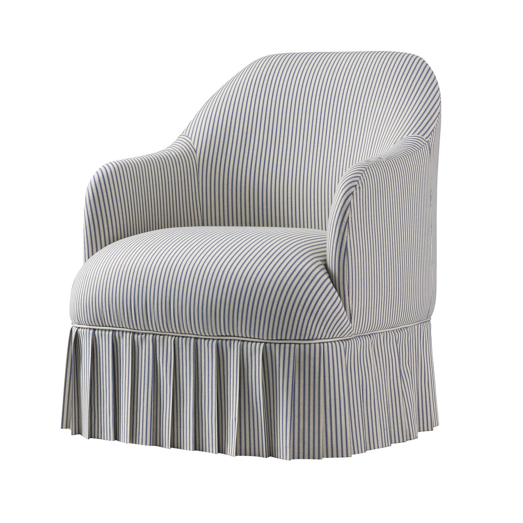 Calliope Skirted Armchair, Blue Striped