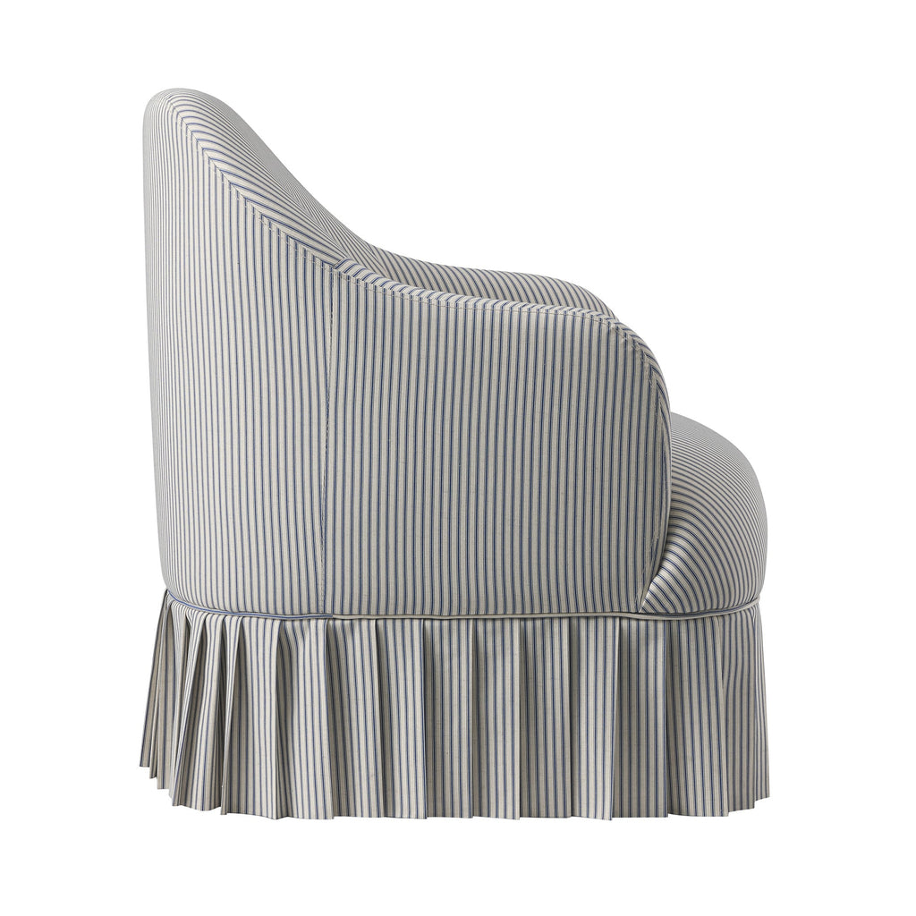 Calliope Skirted Armchair, Blue Striped