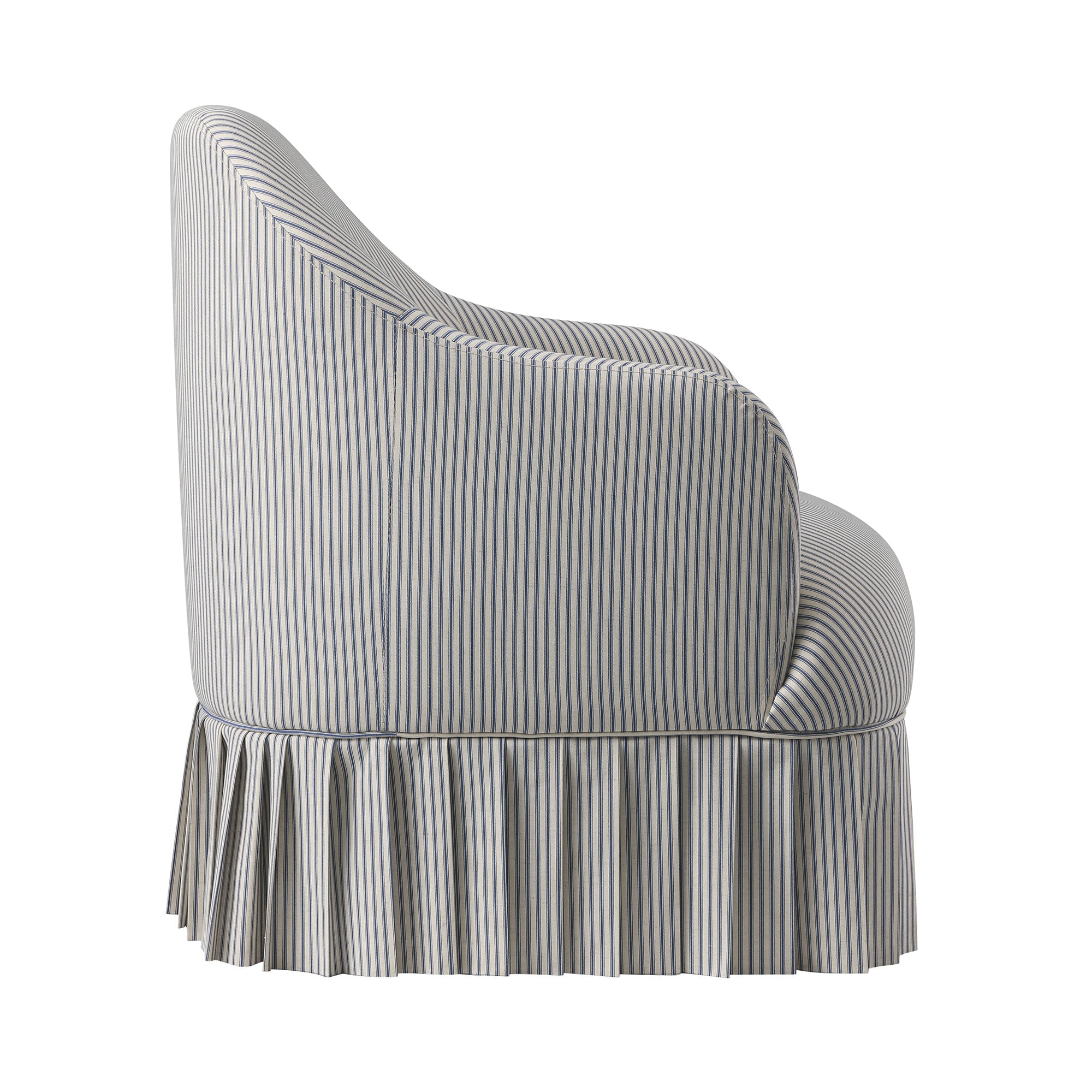Calliope Skirted Armchair, Blue Striped