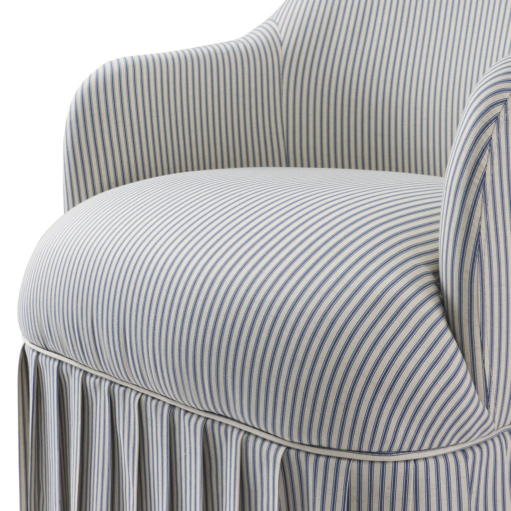 Calliope Skirted Armchair, Blue Striped