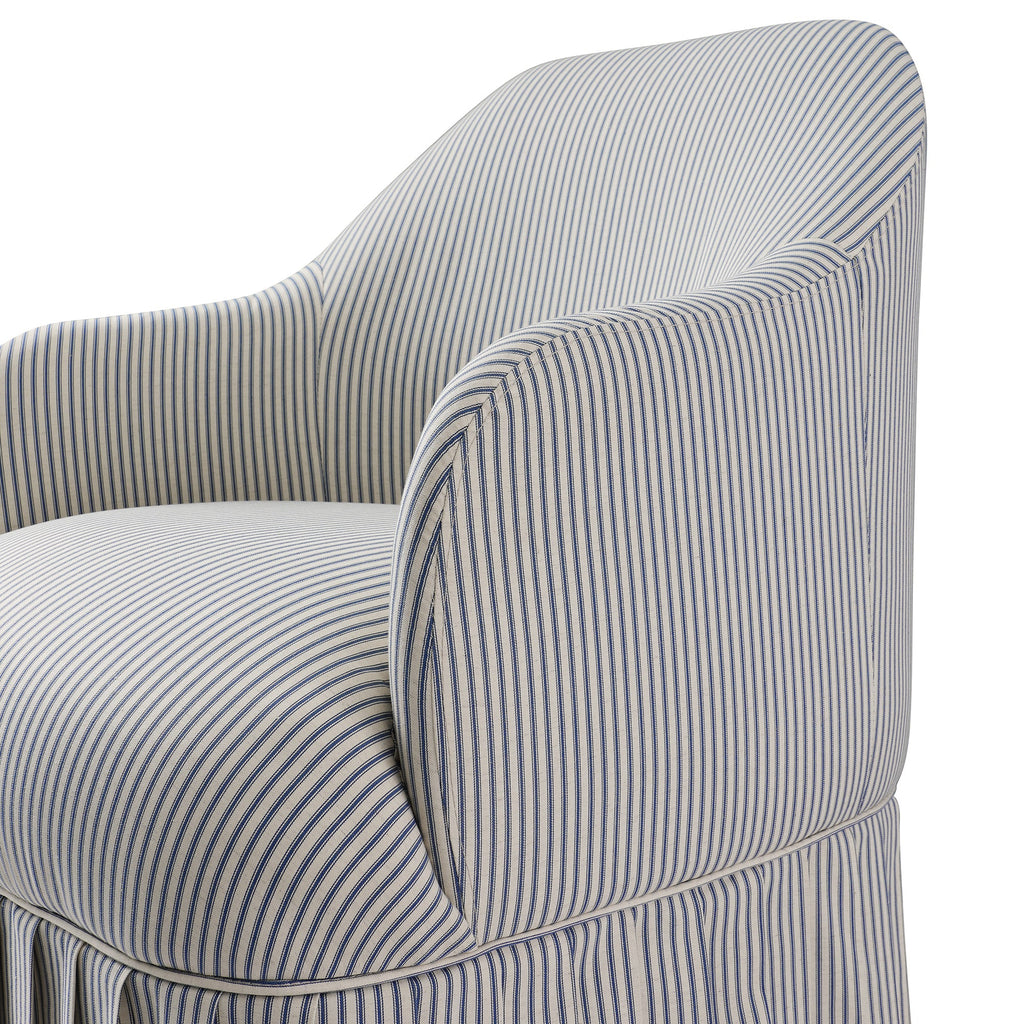Calliope Skirted Armchair, Blue Striped