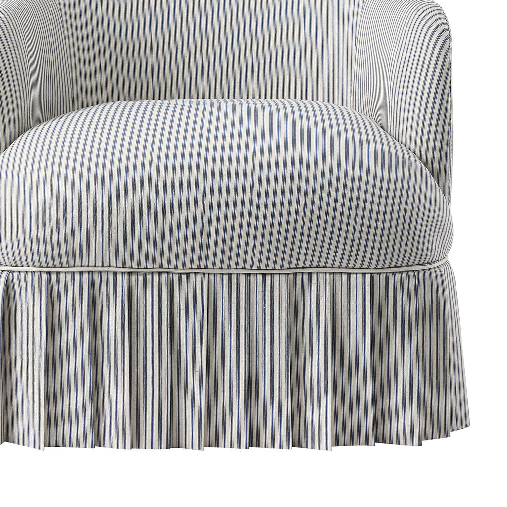 Calliope Skirted Armchair, Blue Striped