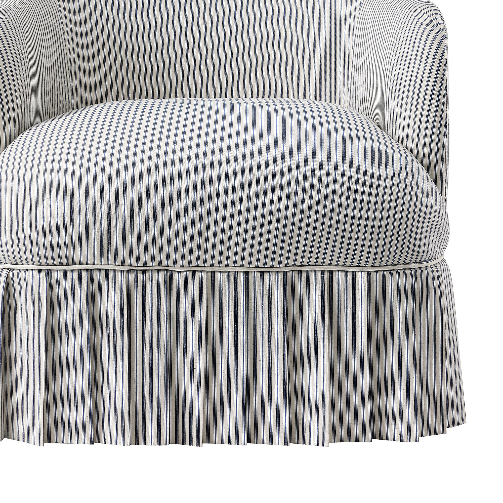 Calliope Skirted Armchair, Blue Striped