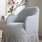 Calliope Skirted Armchair, Blue Striped
