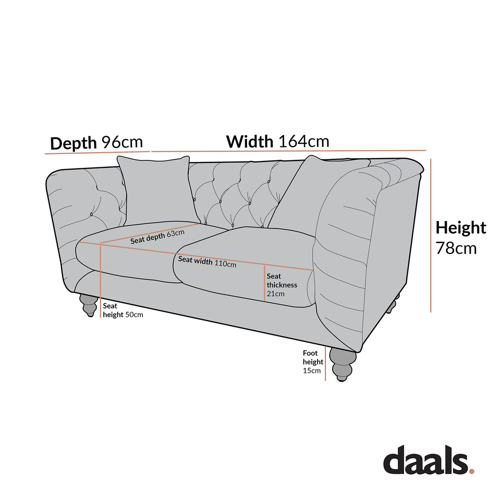 Ashby Chesterfield 2-Seater Sofa, Oatmeal Chenille