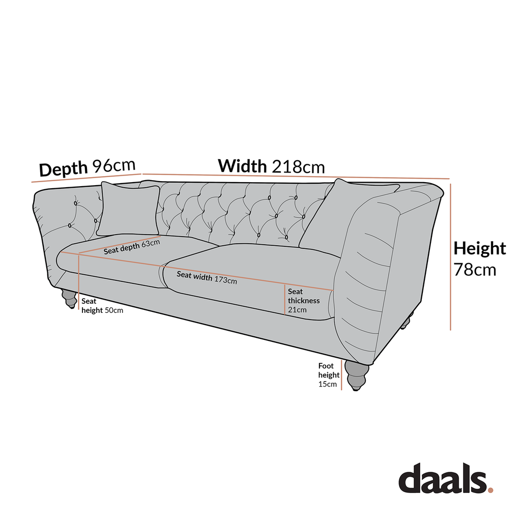 Ashby Chesterfield Large 3-Seater Sofa, Tan Faux Leather