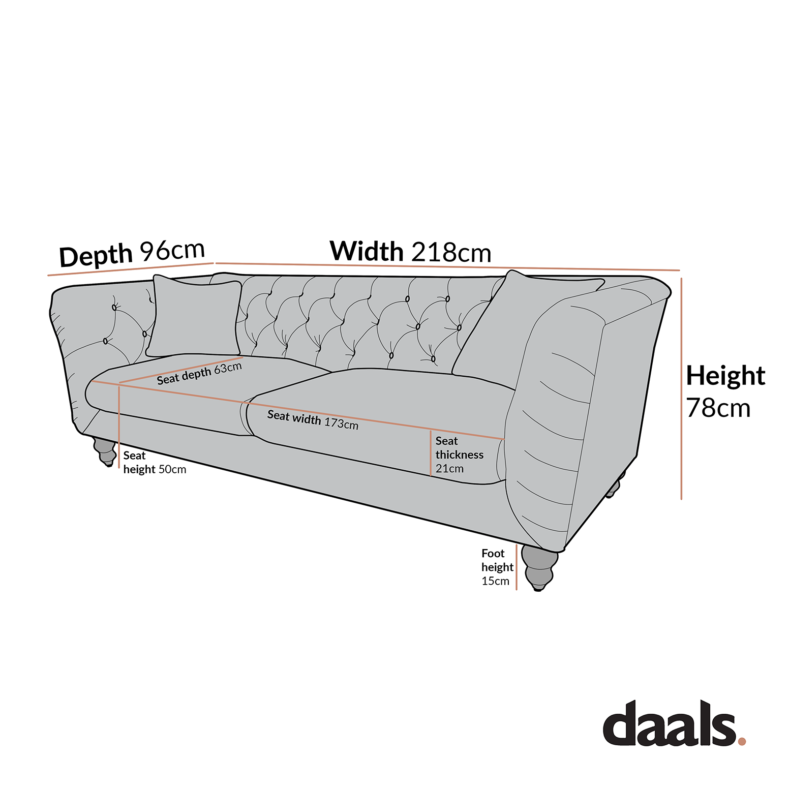 Ashby Chesterfield Large 3-Seater Sofa, Fern Green Velvet