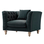 Ashby Chesterfield Armchair, Aegean Blue Velvet