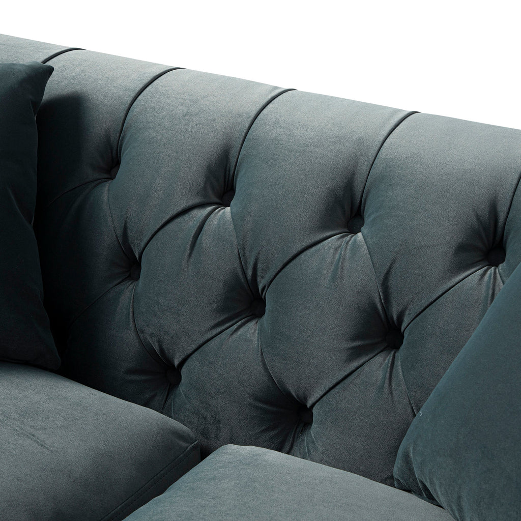 Ashby Chesterfield 2-Seater Sofa, Aegean Blue Velvet