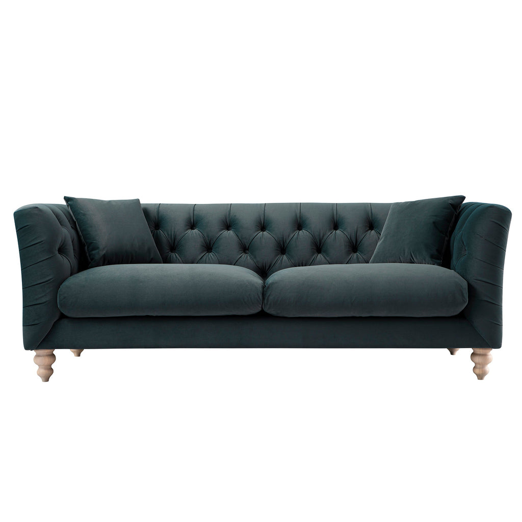 Ashby Chesterfield Large 3-Seater Sofa, Aegean Blue Velvet