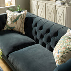 Ashby Chesterfield Large 3-Seater Sofa, Aegean Blue Velvet