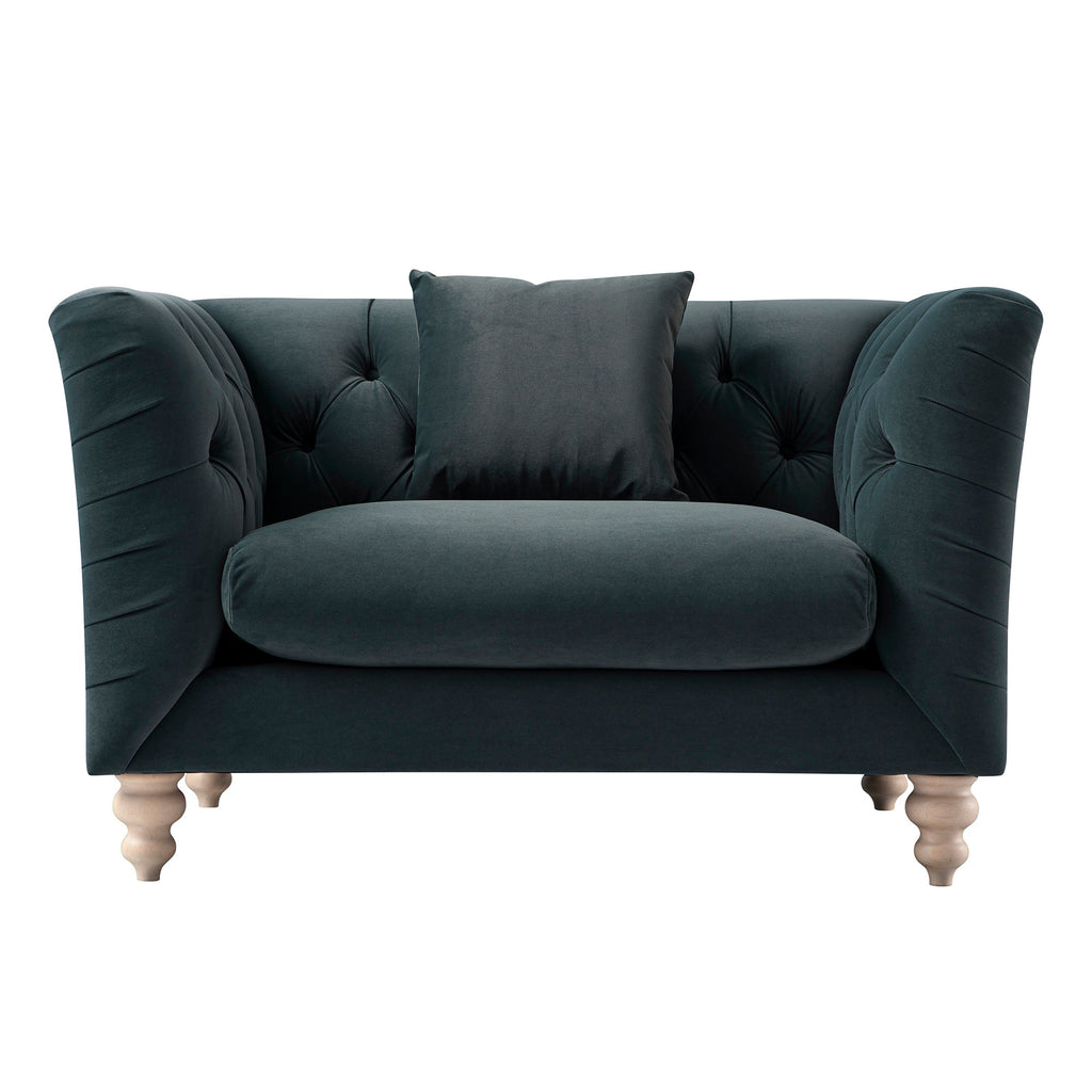 Ashby Chesterfield Loveseat, Aegean Blue Velvet