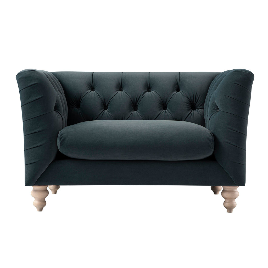 Ashby Chesterfield Loveseat, Aegean Blue Velvet