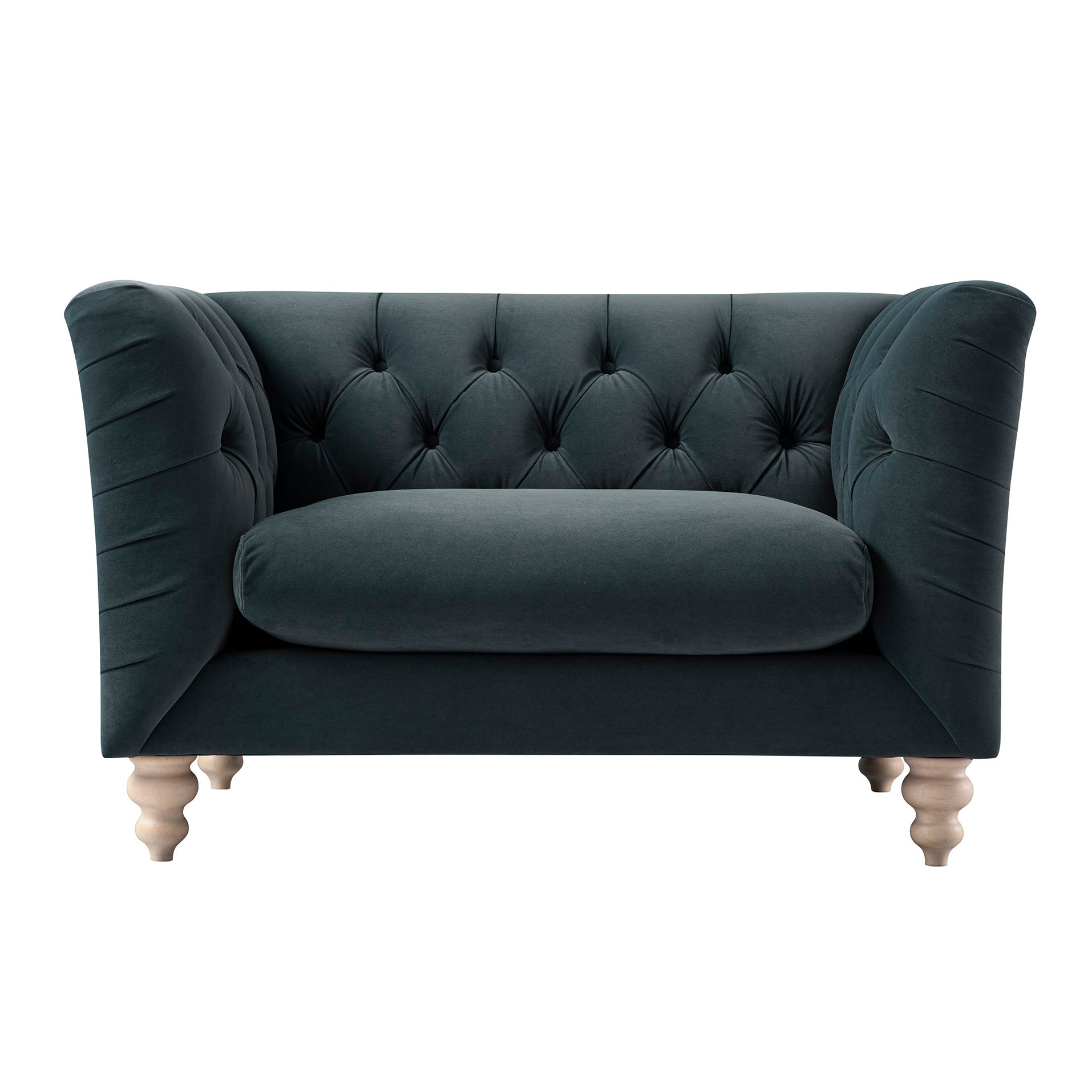 Ashby Chesterfield Loveseat, Aegean Blue Velvet