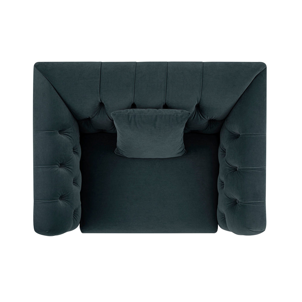 Ashby Chesterfield Loveseat, Aegean Blue Velvet