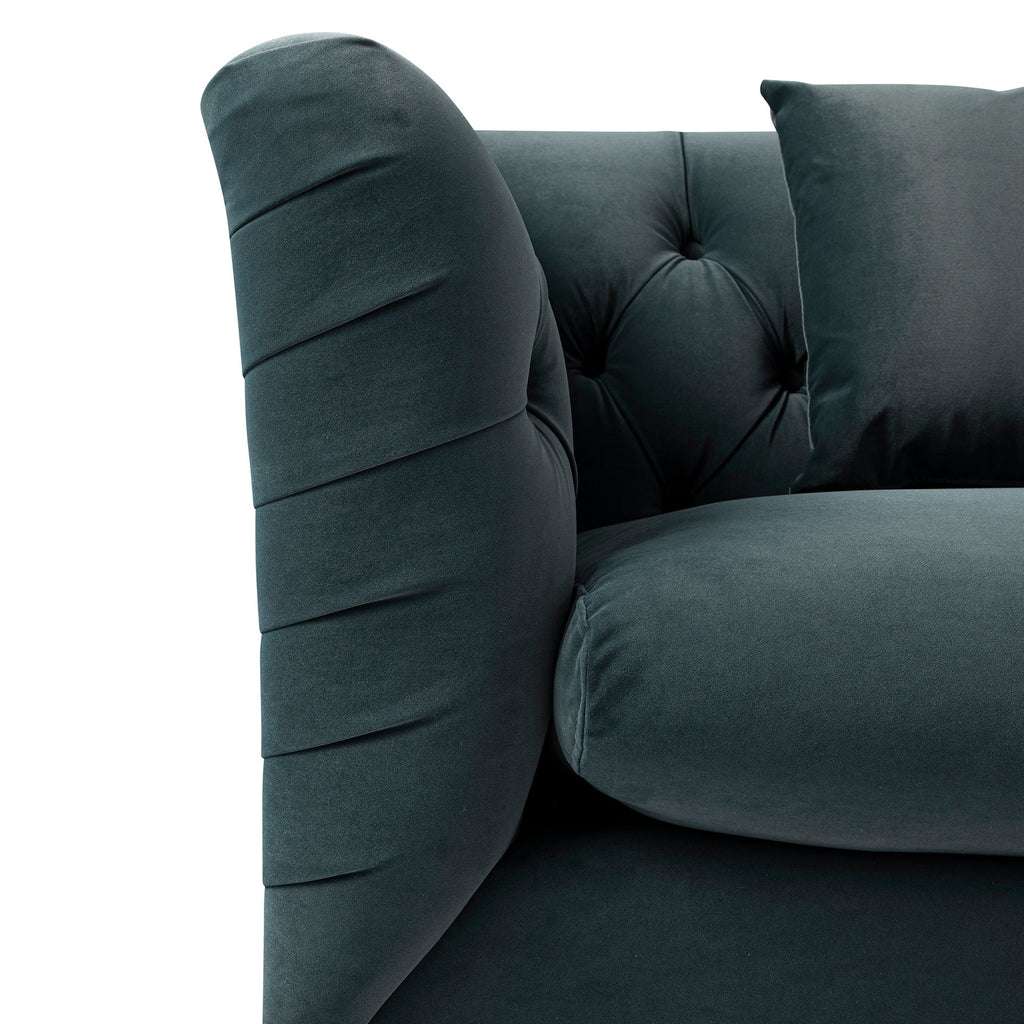 Ashby Chesterfield Loveseat, Aegean Blue Velvet