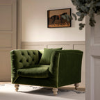Ashby Chesterfield Armchair, Fern Green Velvet