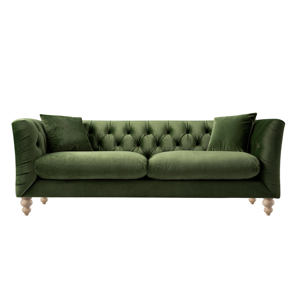 Ashby Chesterfield Large 3-Seater Sofa, Fern Green Velvet