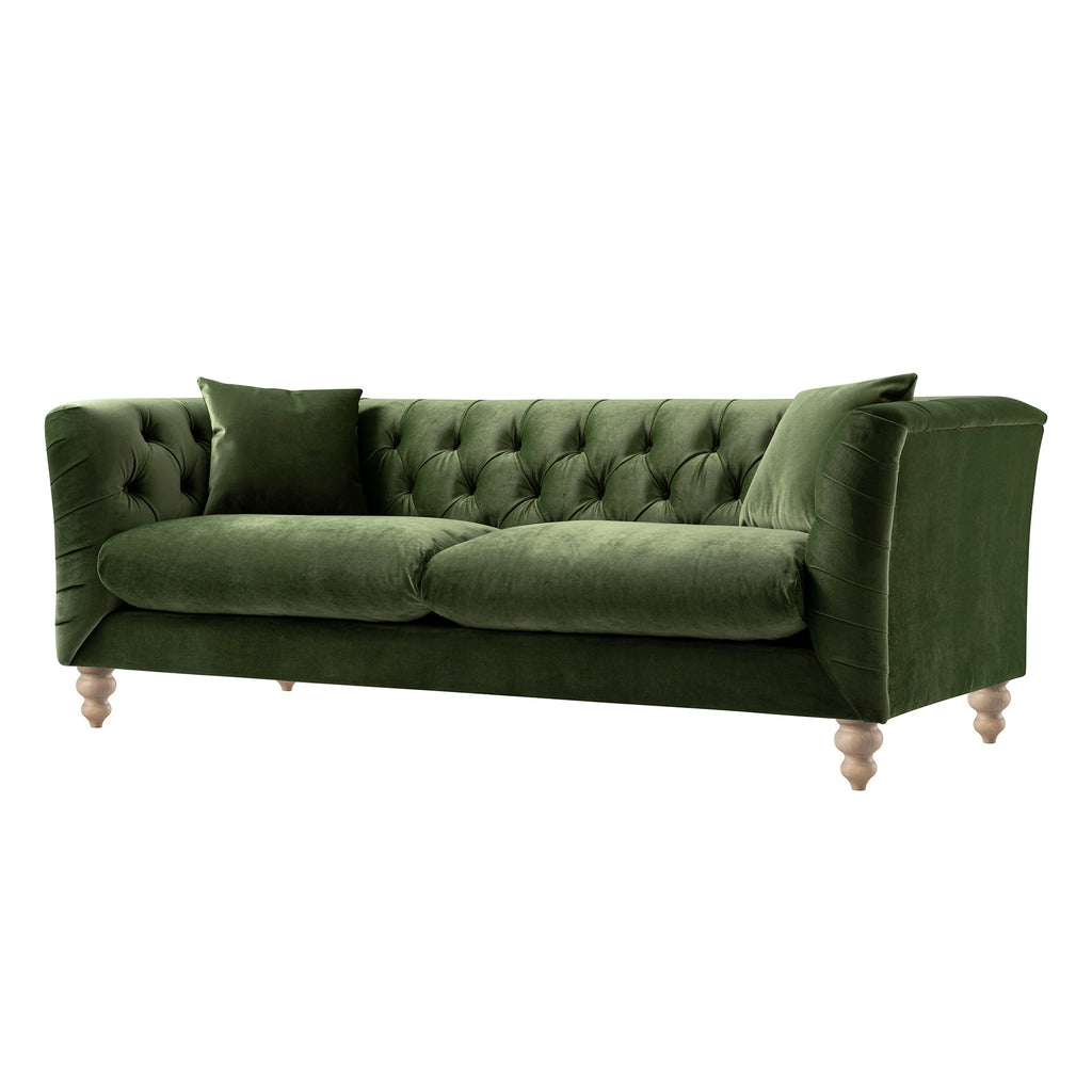 Ashby Chesterfield Large 3-Seater Sofa, Fern Green Velvet