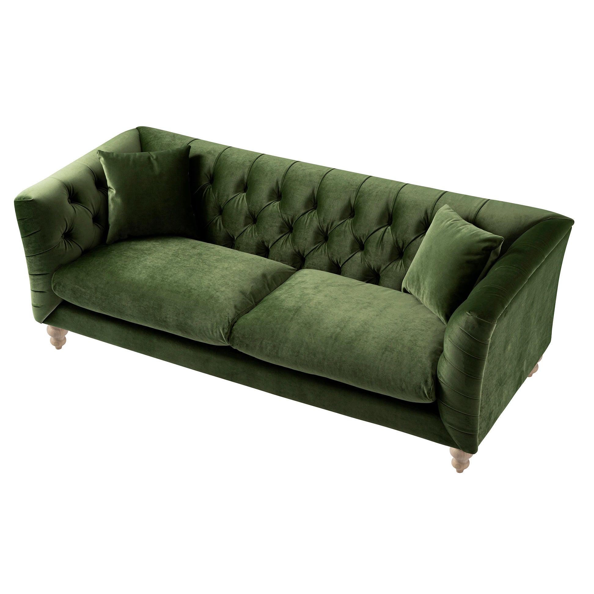 Ashby Chesterfield Large 3-Seater Sofa, Fern Green Velvet