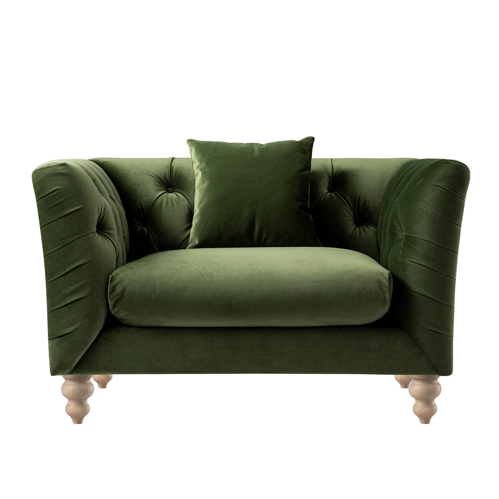 Ashby Chesterfield Loveseat, Fern Green Velvet