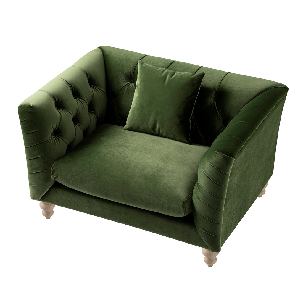 Ashby Chesterfield Loveseat, Fern Green Velvet