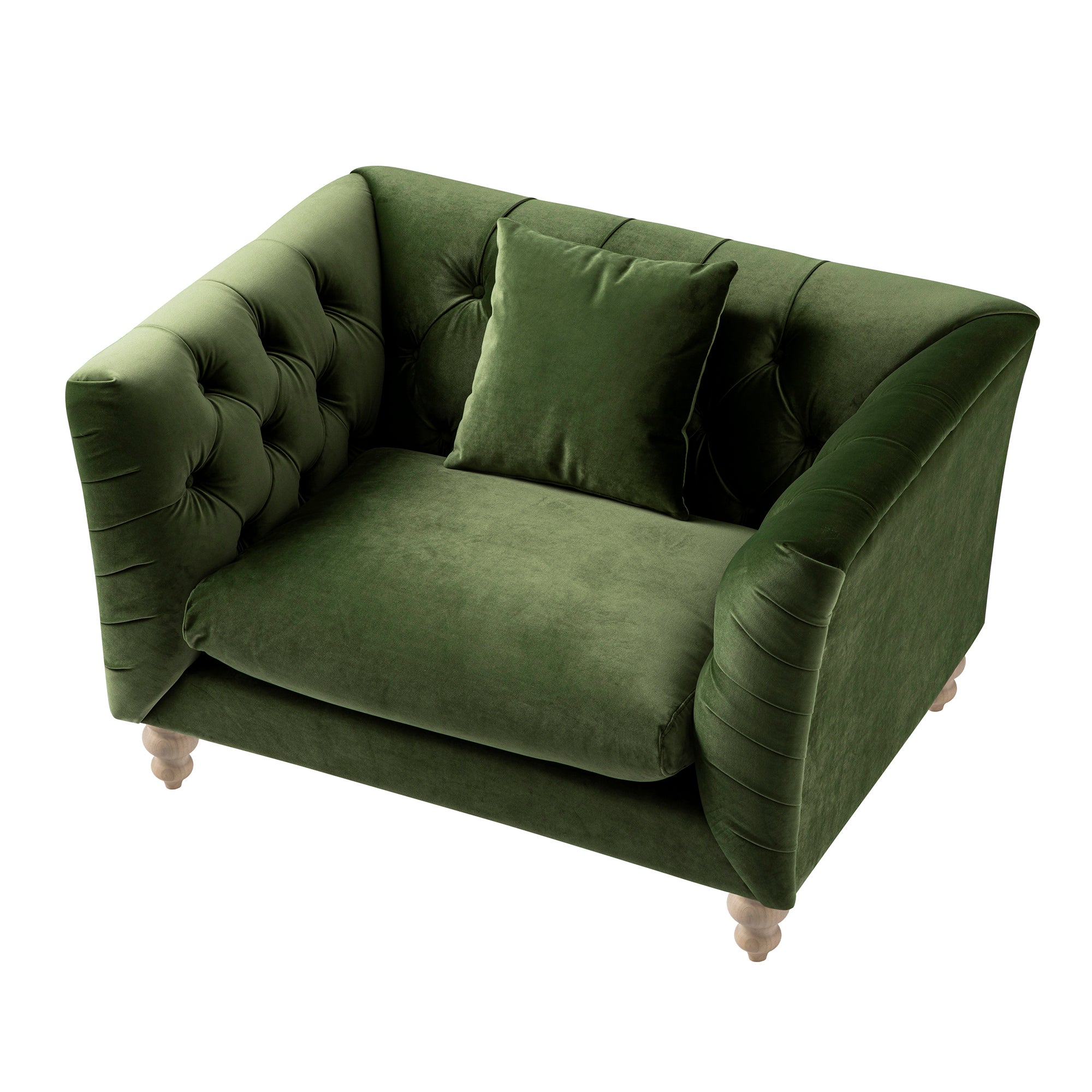 Ashby Chesterfield Loveseat, Fern Green Velvet
