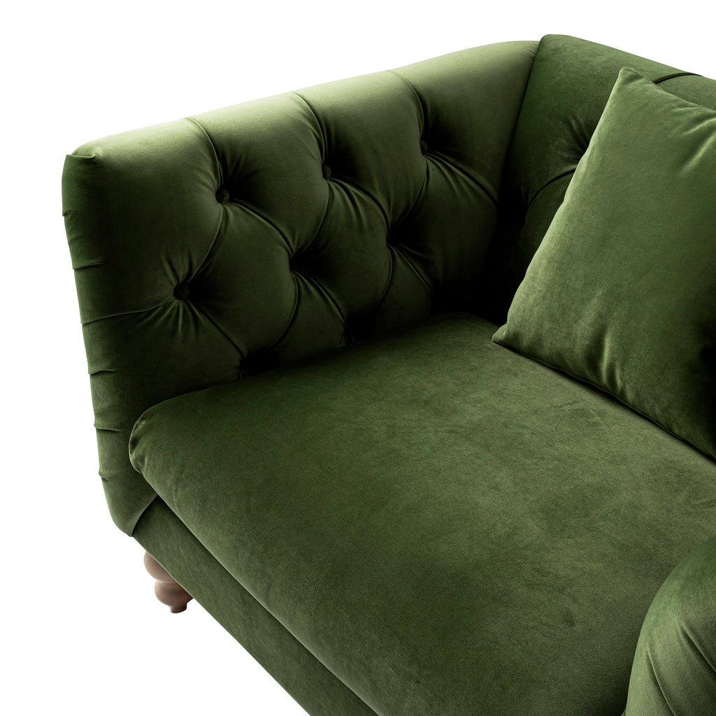 Ashby Chesterfield Loveseat, Fern Green Velvet