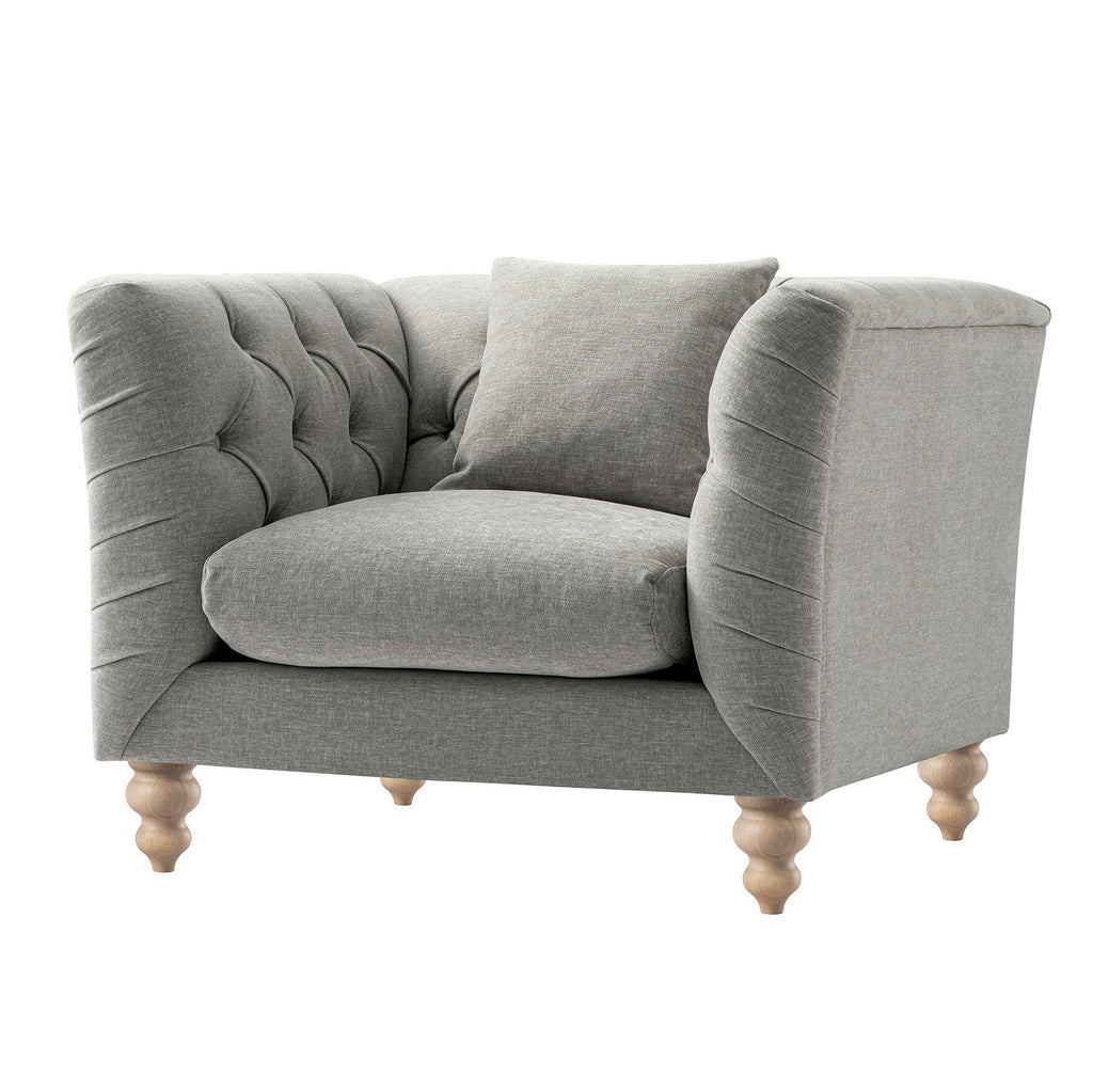 Ashby Chesterfield Armchair, Mist Grey Chenille