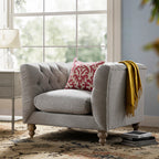 Ashby Chesterfield Armchair, Mist Grey Chenille